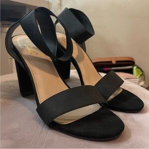 Glaze Black Ankle Strap Heels